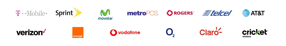 Network unlocking for T-Mobile, Sprint, Movistar, MetroPCS, Rogers, Telcel, AT&T, Verizon, Orange, Vodafone, O2, Claro, Cricket